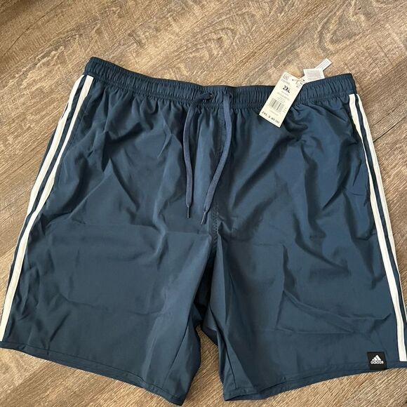 Adidas 3- Stripe Swim Trunks- Size‎ 2XL - Picture 1 of 5